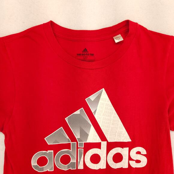 Adidas Casual Crew Neck Short Sleeve Graphic T Shirt Mens Size Small S Red - Picture 1 of 9